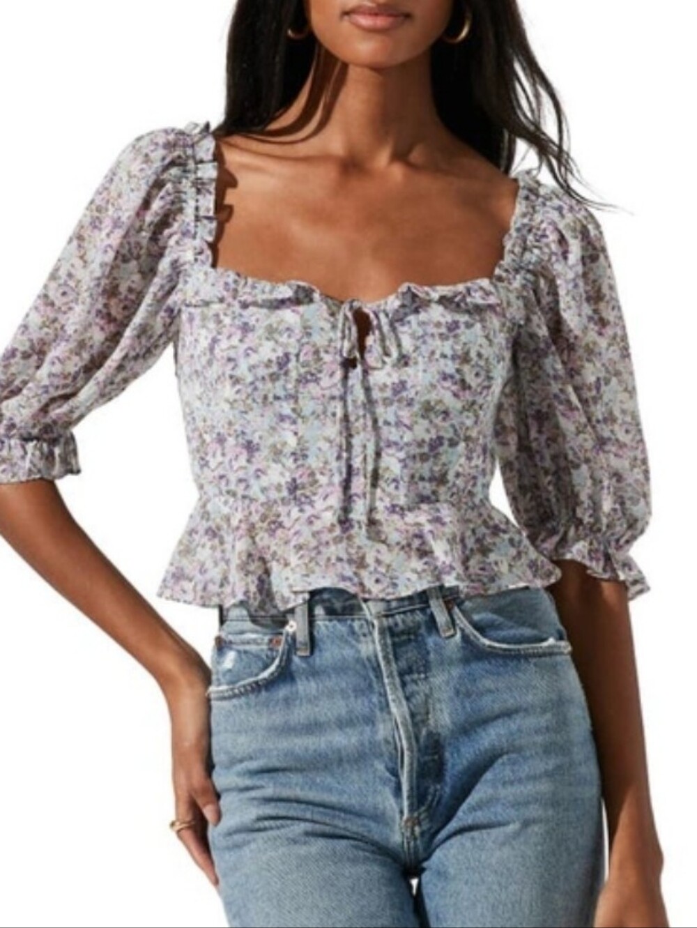 ASTR The Label Corset Peplum Hem Top